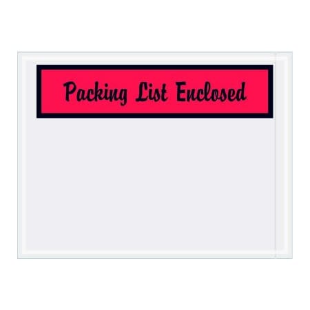 Box Packaging Panel Face Envelopes , "Packing List Enclosed" Print, Side Opening, 6"L x 4-1/2"W, Red, 1000/Pack PL444